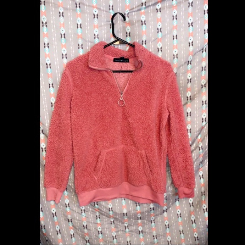 Pink fluffy pull over